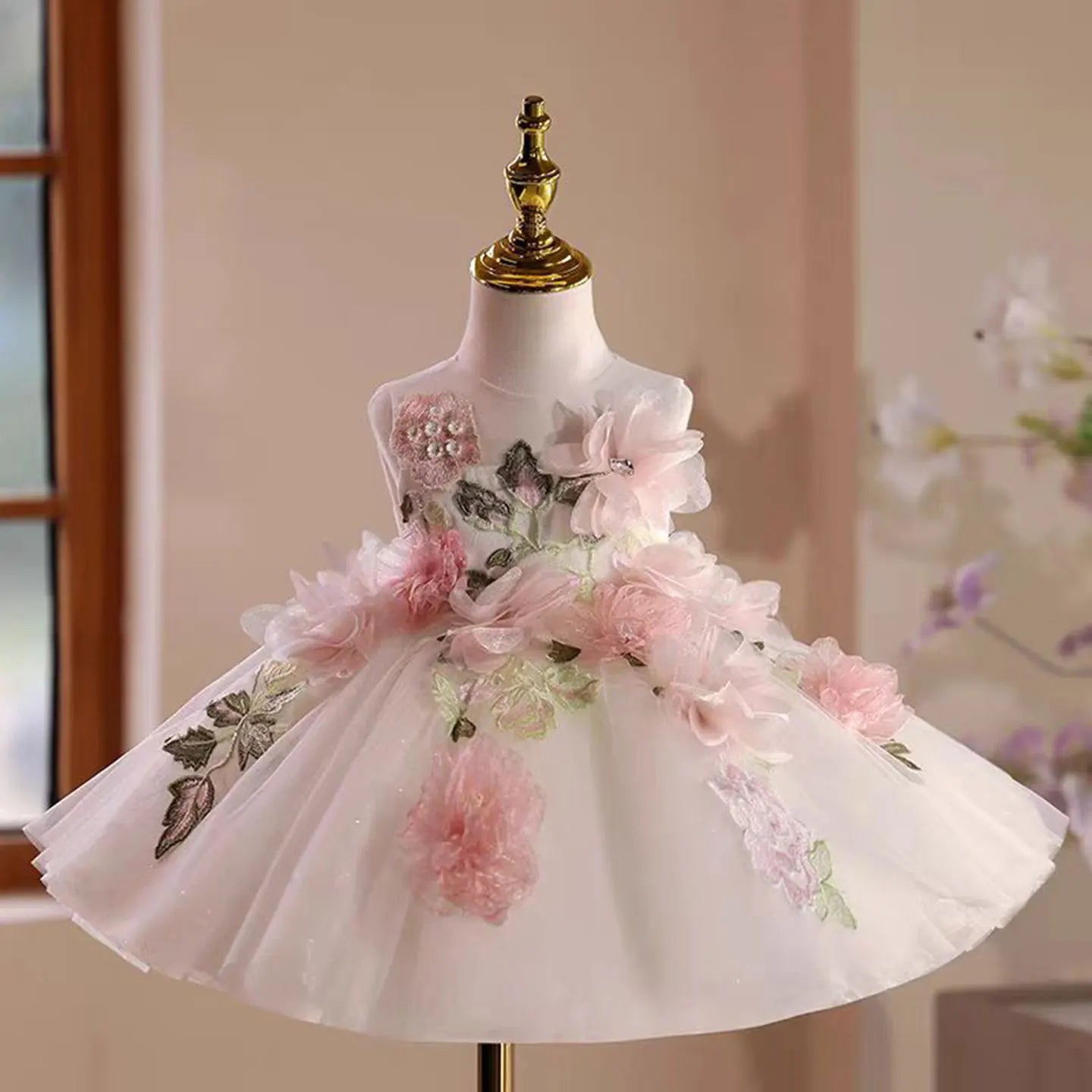 Floral Embroidered Tulle Dress