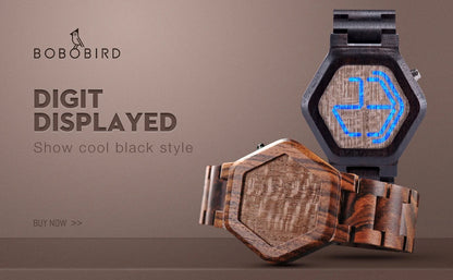 Hexagon Wood Digital Watch
