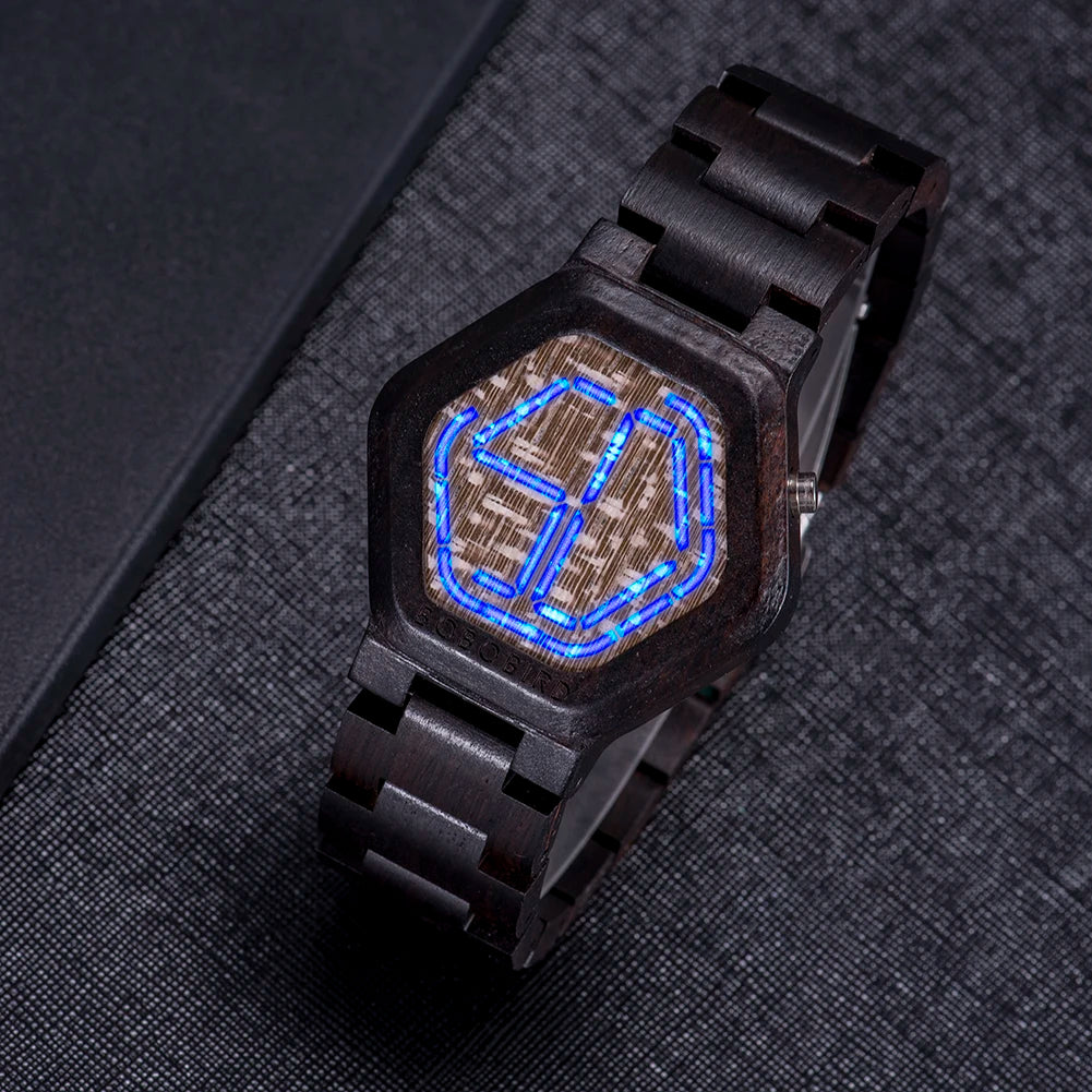 Hexagon Wood Digital Watch