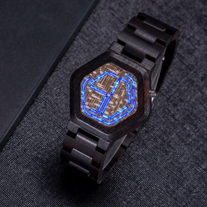 Hexagon Wood Digital Watch
