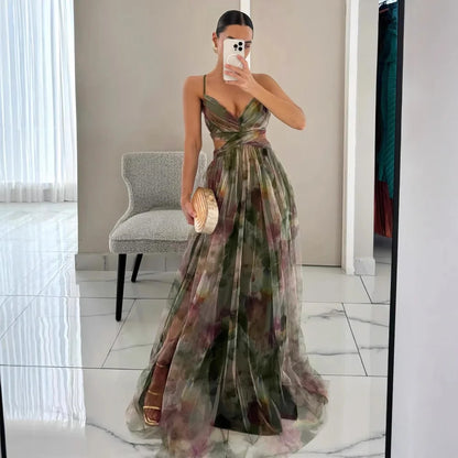 Watercolor Tulle Cutout Gown
