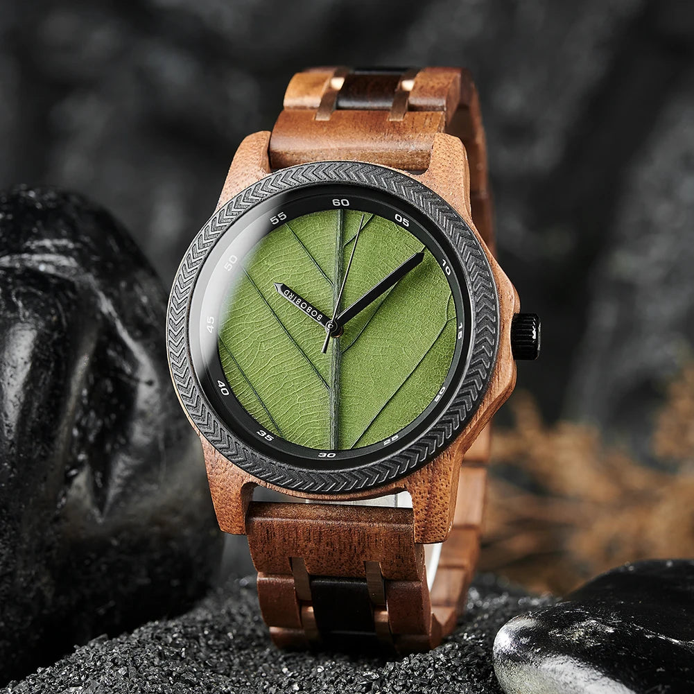 Leaf Dial Wooden Watch