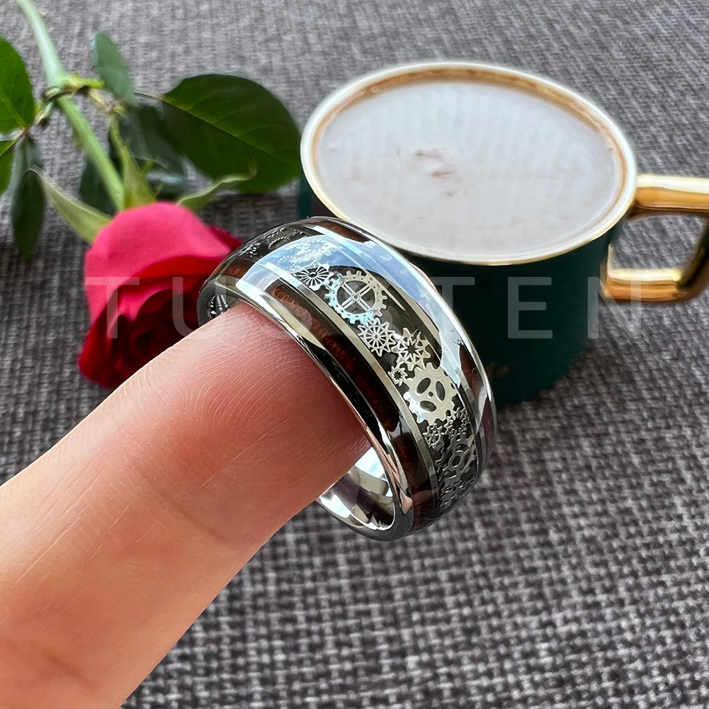 Steampunk Gear Tungsten Ring – 10mm