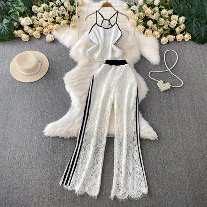 Lace Flare Pants Set